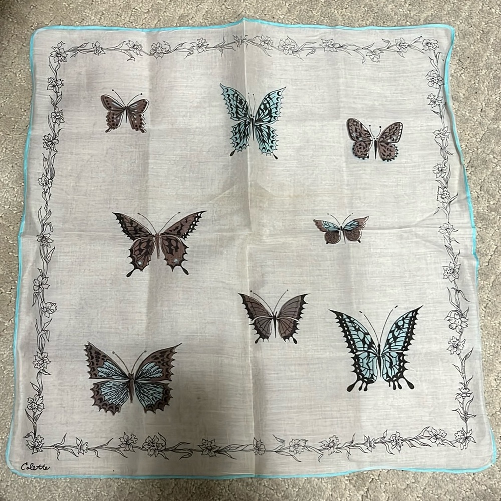 Beautiful vintage butterfly scarf/hankie